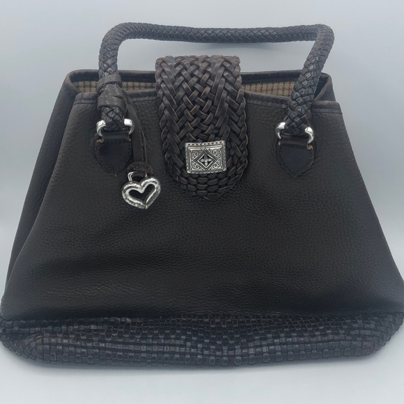 Brighton Brown Leather Lg Handbag Braided Handles - Picture 8 of 8